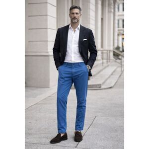 PAL ZILERI Blue Slim Fit Cotton Chino Pants Trousers   Mens Size 38